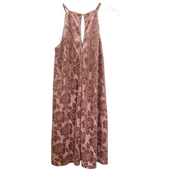 Candies Mauve Pink Floral Velvet Sleeveless Key Hole Shift Dress Size Medium - Picture 2 of 6